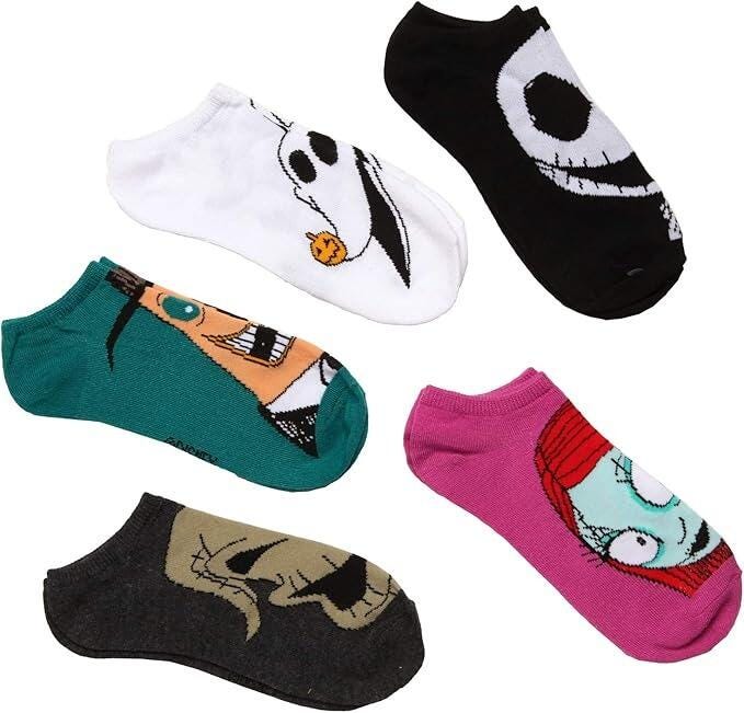 Disney Women's The Nightmare Before Christmas 5-Pack No-Show Socks